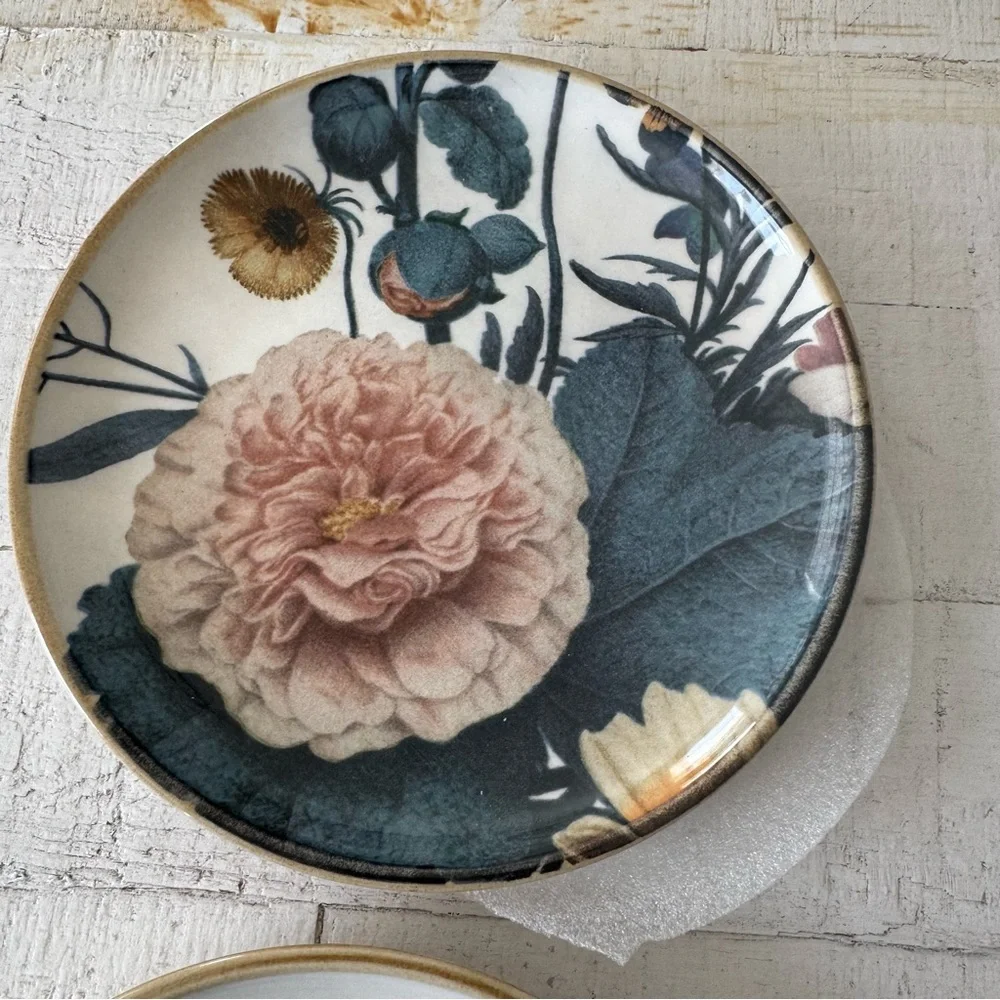 Pier 1 Imports Moody‎ Blooms NWT Set of 4 Salad Plates Floral Ceramic Plate